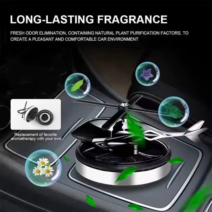Solar Helicopter Car Air Freshener – Long Lasting Aromatherapy Dashboard Ornament