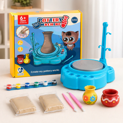 Kids Electric Pottery Wheel Kit DIY Clay Craft & Ceramic Painting Set