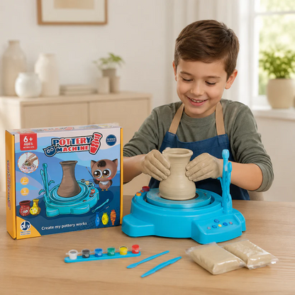 Kids Electric Pottery Wheel Kit DIY Clay Craft & Ceramic Painting Set