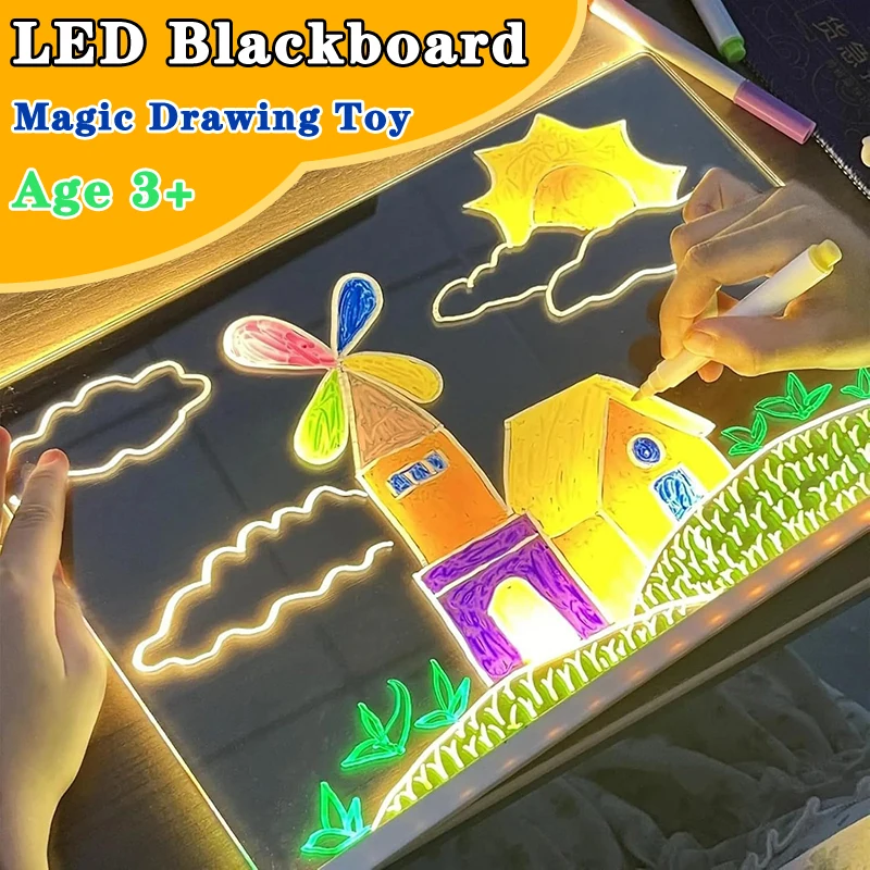 LED Acrylic Light Drawing Board for Kids – Reusable Tracing & Drawing Pad with Cartoon Practice Book