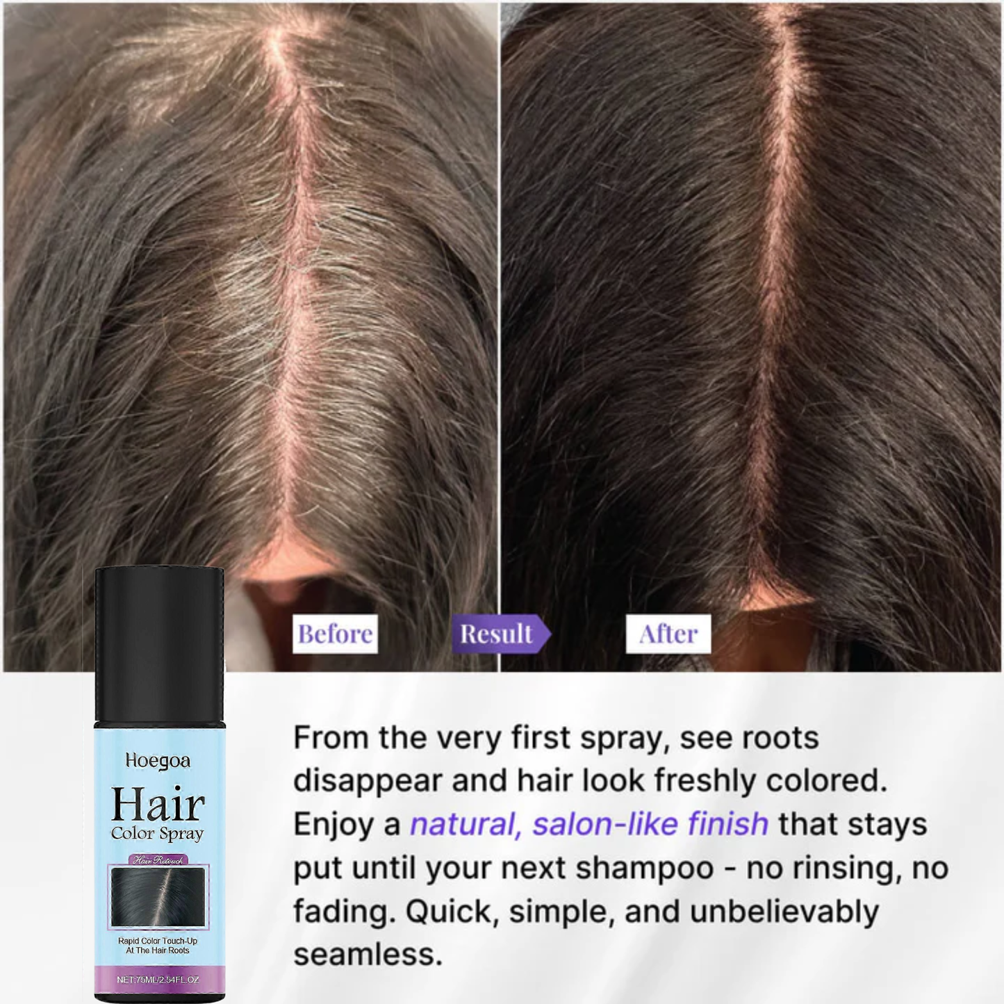 Root Touch-Up Color Spray – Instant Gray Coverage in Seconds
