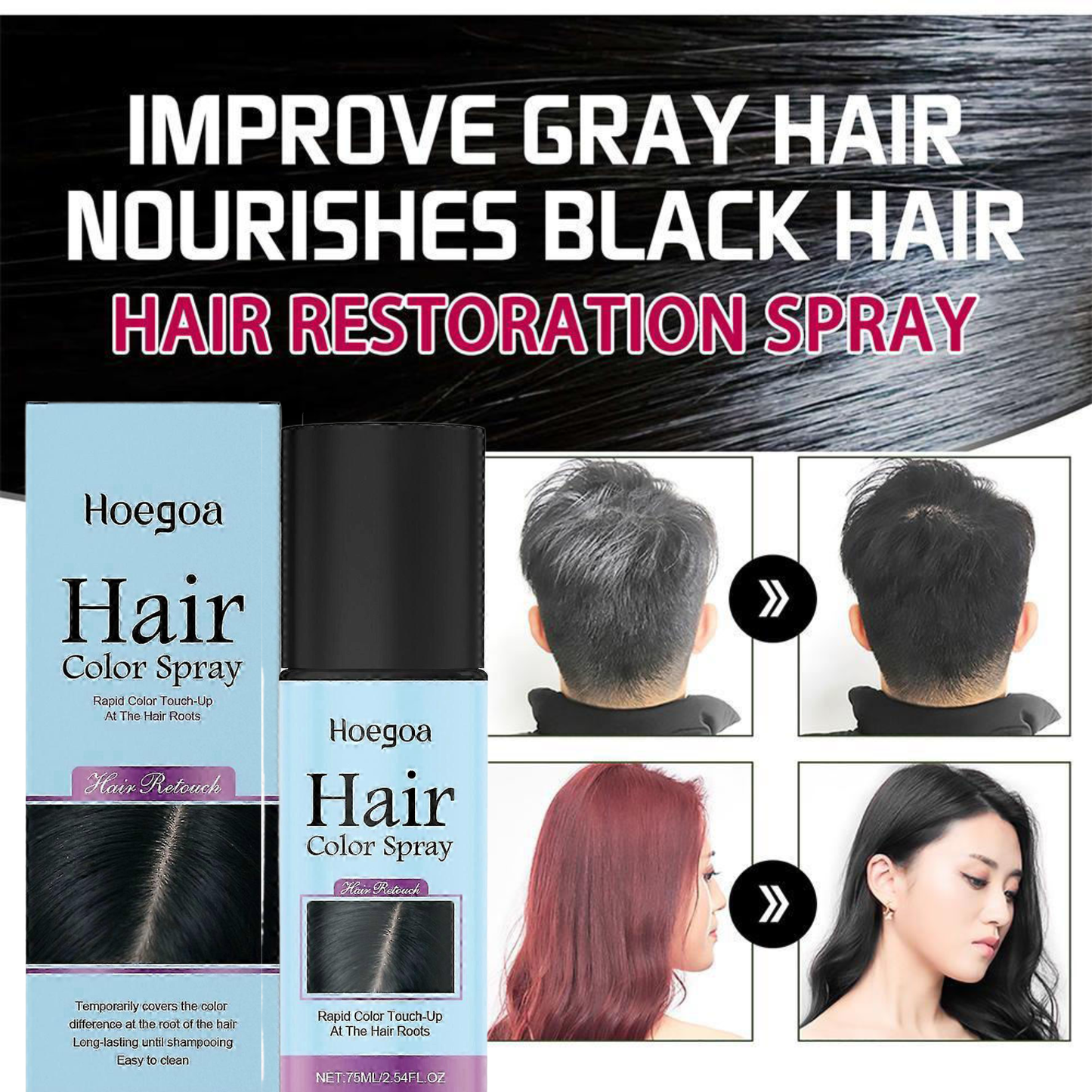 Root Touch-Up Color Spray – Instant Gray Coverage in Seconds