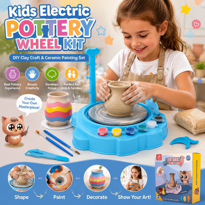 Kids Electric Pottery Wheel Kit DIY Clay Craft & Ceramic Painting Set