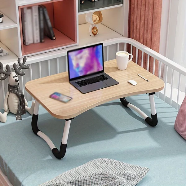 Wooden Folding Bed Table – Adjustable Portable Laptop & Camping Desk