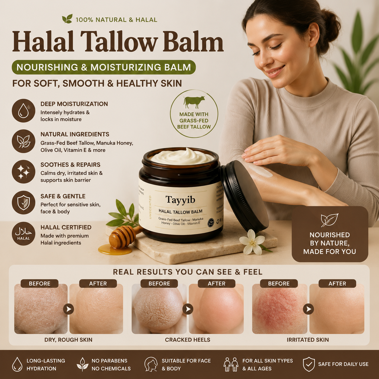 Halal Tallow Balm Nourishing & Moisturizing Skin Balm