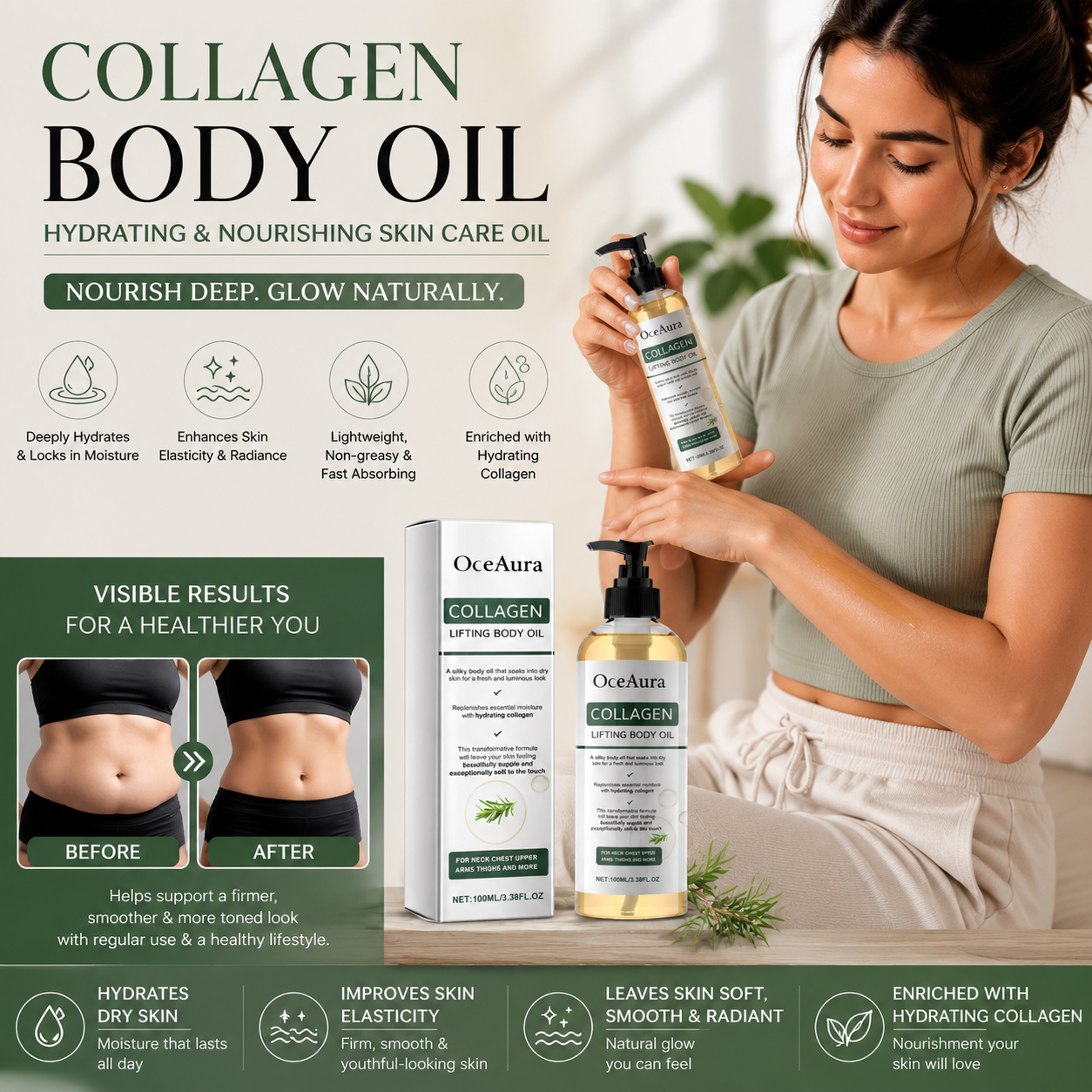 Collagen Body Oil Hydrating & Nourishing Skin Care Oil