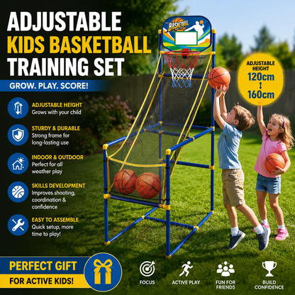 Adjustable Kids Indoor & Outdoor Freestanding Basketball Training Set