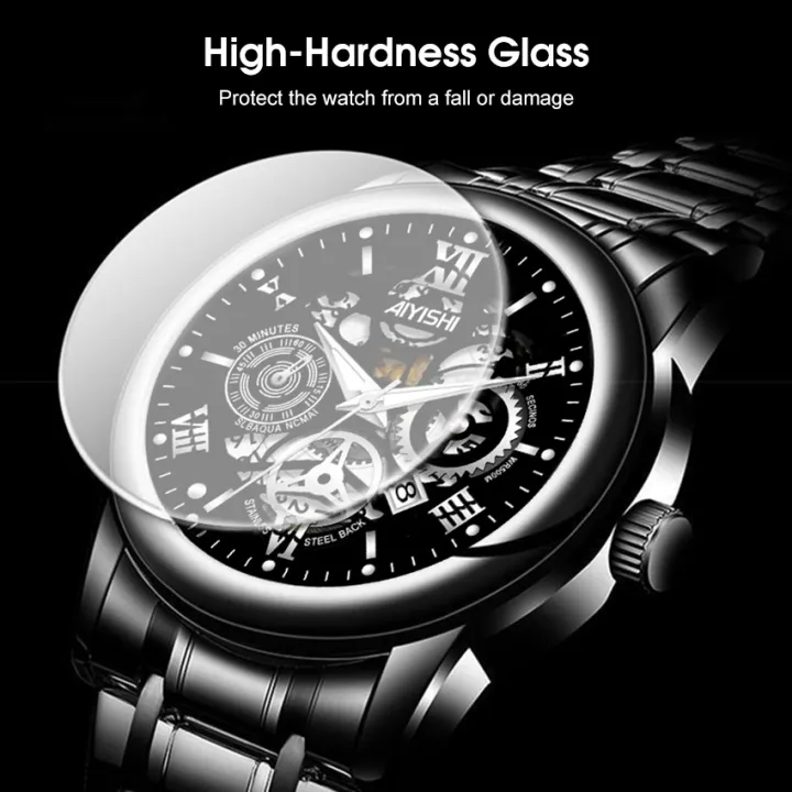 Classic Roman Numeral Men's Quartz Watch Stainless Steel Wristwatch