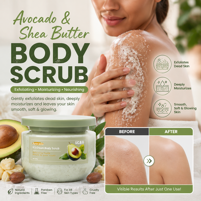 Avocado & Shea Butter Body Scrub Exfoliating Moisturizing Body Polish