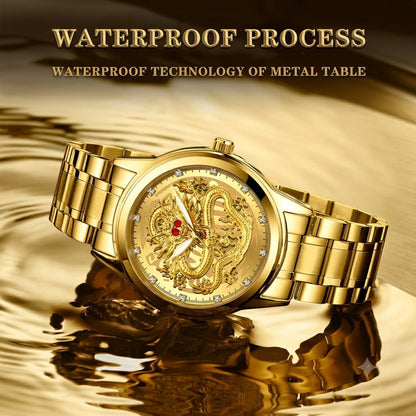 Luxury Golden Dragon Quartz Watch Waterproof Stainless Steel Dial