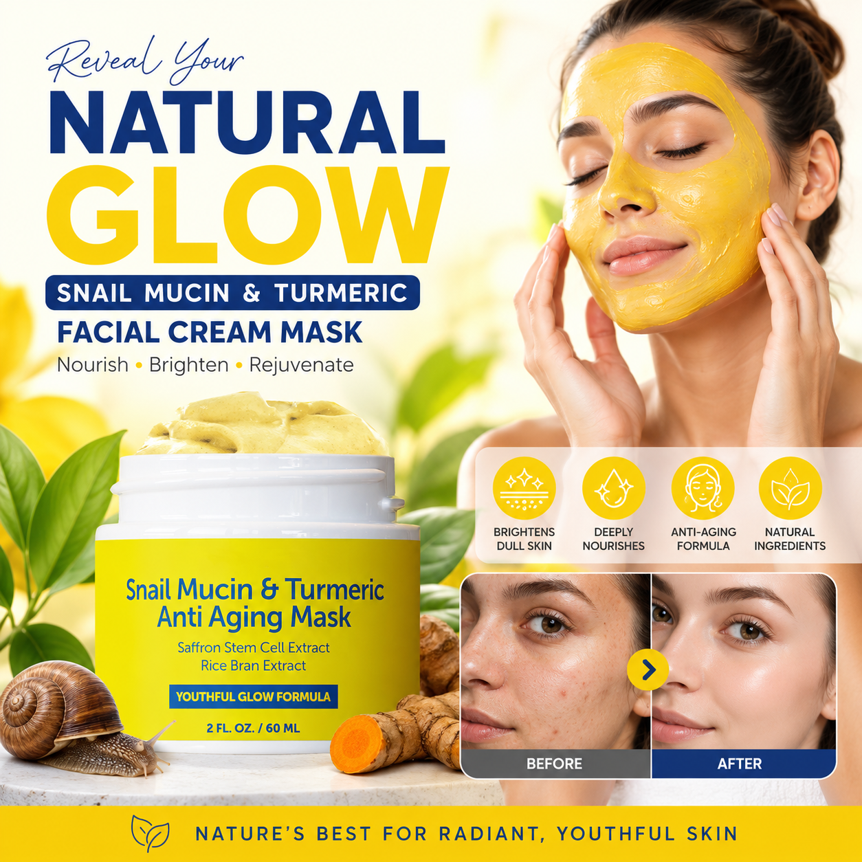 Snail Mucin & Turmeric Facial Cream Mask