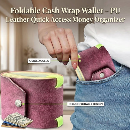Foldable Cash Wrap Wallet – Leather Quick Access Money Organizer