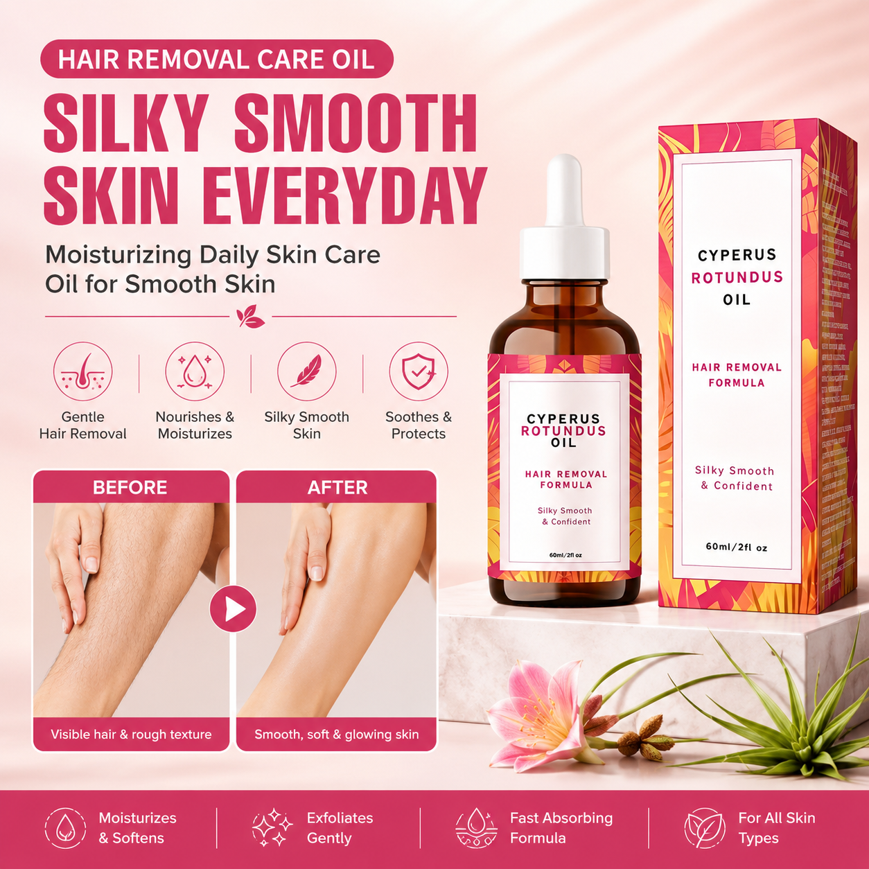 Cyperus Hair Removal Care Oil  Moisturizing for Smooth Skin