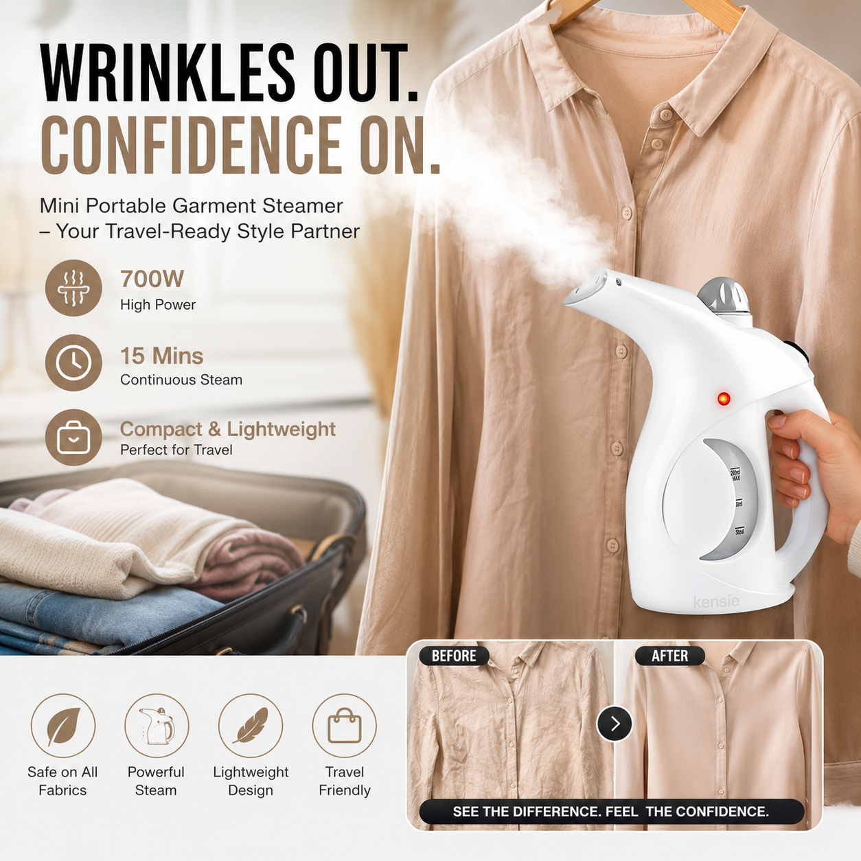 Mini Portable Garment Steamer – Handheld Travel Clothes Steamer