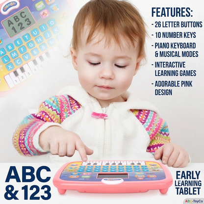 Toddler Laptop Piano Learning Tablet – Educational LED Musical Toy for Kids