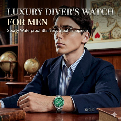 Luxury Diver’s Watch for Men – Sporty Waterproof Stainless Steel Timepiece