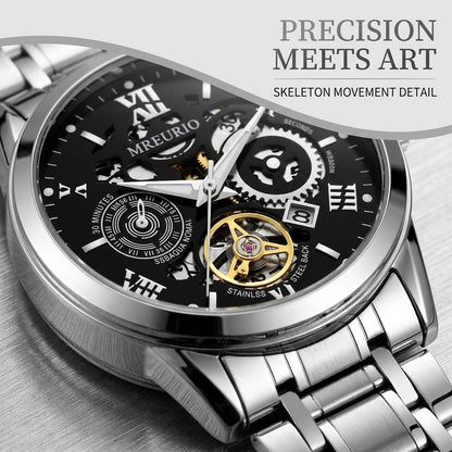 Classic Roman Numeral Men's Quartz Watch Stainless Steel Wristwatch