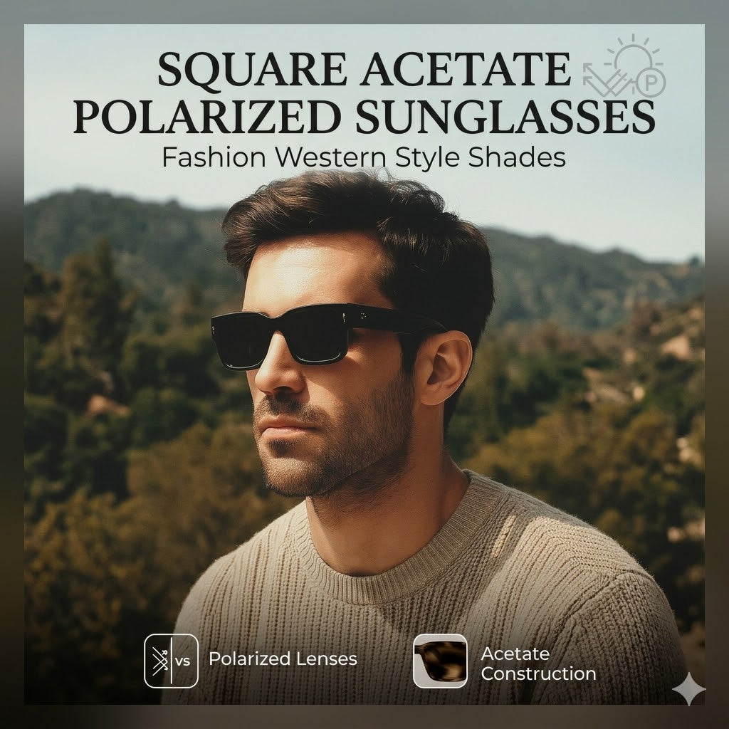 Square Acetate Polarized Sunglasses – Fashion Western Style Shades