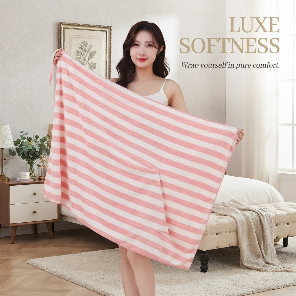 Coral Fleece Women's Bath Towel Wrap Quick-Drying