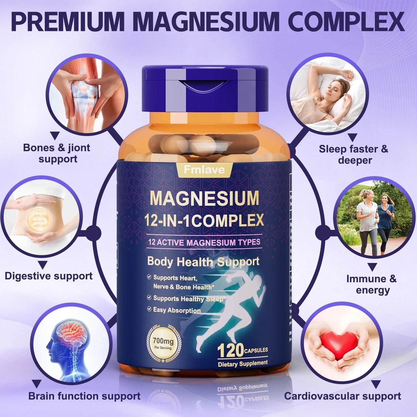 12 in 1 Magnesium Complex Capsules – Vitamin & Mineral Support Formula