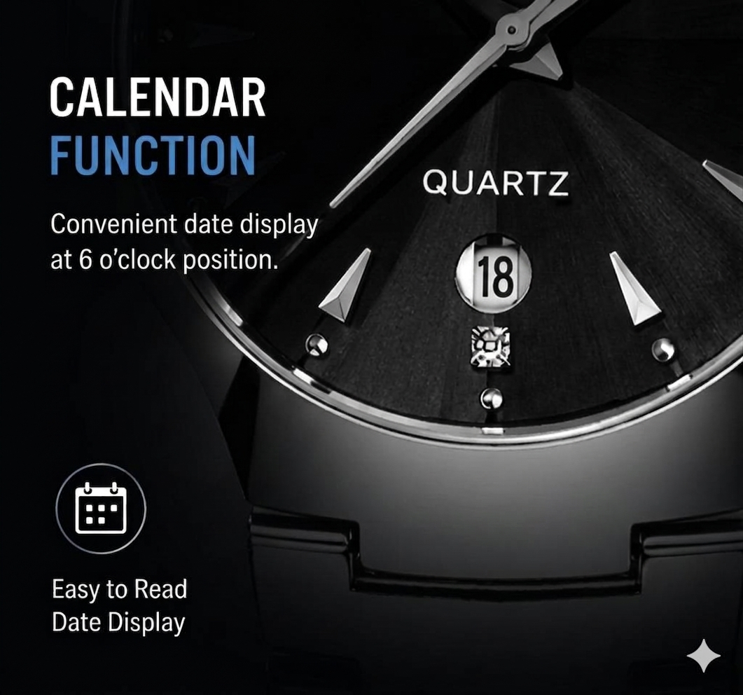 Luxury Men's Quartz Watch – Waterproof Stainless Steel Calendar Watch
