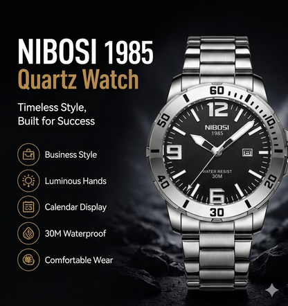 Men's Quartz Business Watch with Luminous Display & Calendar
