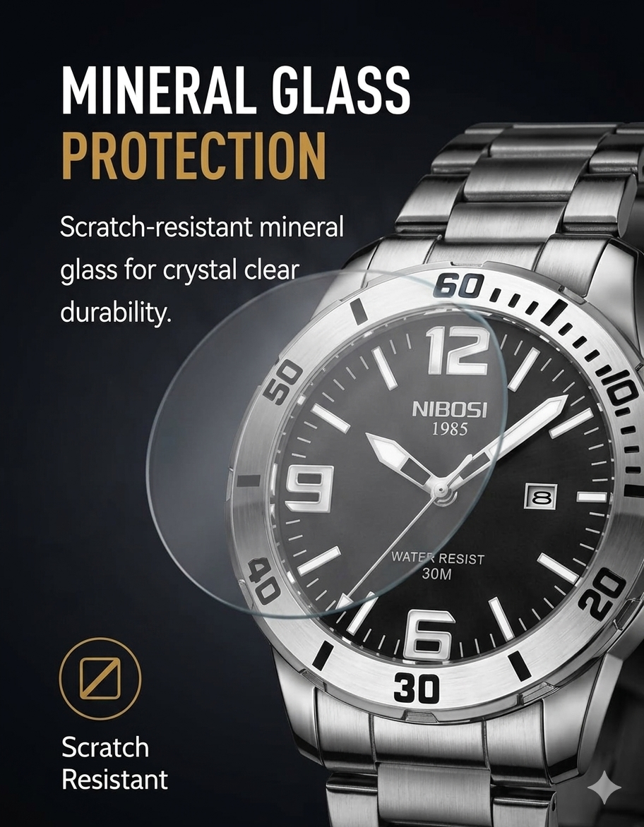 Men's Quartz Business Watch with Luminous Display & Calendar