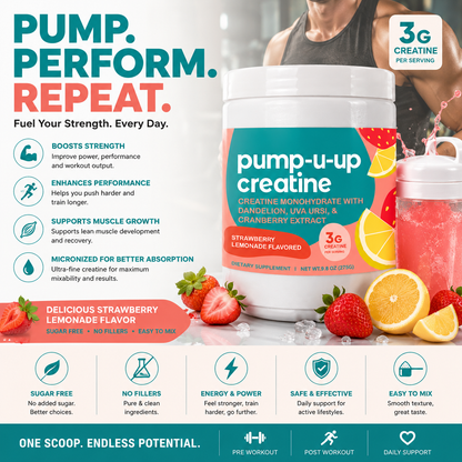 Creatine Monohydrate Powder – Strawberry Lemon Sugar-Free Sports Nutrition Supplement