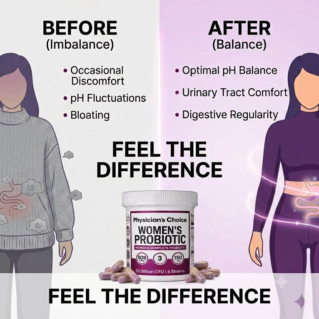 Women's Probiotic Capsules – 50 Billion CFU with 6 Probiotic Strains, Cranberry & Prebiotics