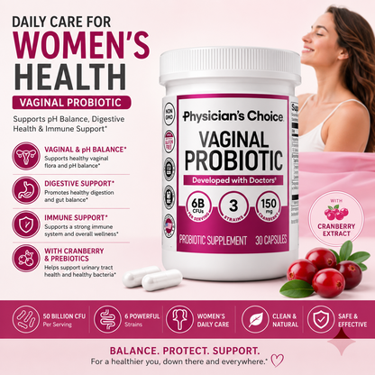 Women's Probiotic Capsules – 50 Billion CFU with 6 Probiotic Strains, Cranberry & Prebiotics