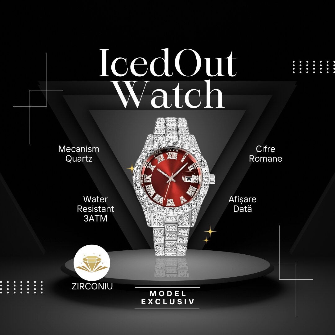 Men’s Iced-Out Quartz Watch – Luxury Crystal Diamond Style