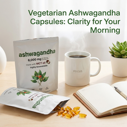 Vegetarian Ashwagandha Capsules – Non-GMO Herbal Dietary Supplement for Daily Wellness Support
