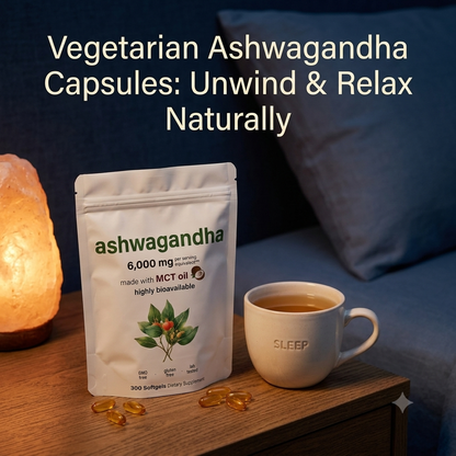 Vegetarian Ashwagandha Capsules – Non-GMO Herbal Dietary Supplement for Daily Wellness Support
