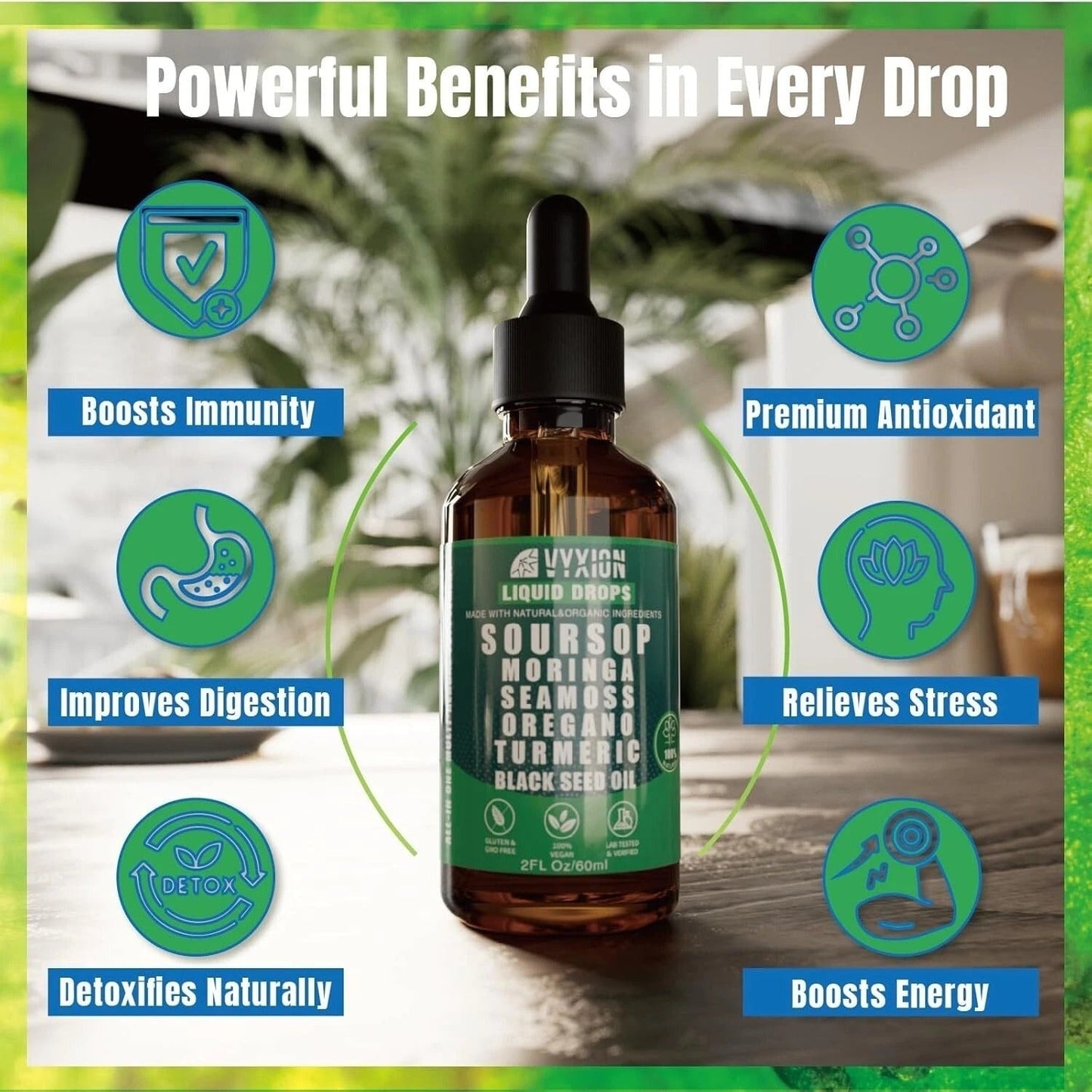 Organic 10-in-1 Soursop Drops with Moringa & Seamoss – Herbal Liquid Supplement