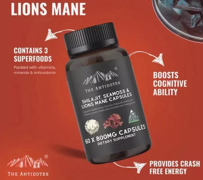 Premium Himalayan Shilajit Capsules with Sea Moss & Lion's Mane