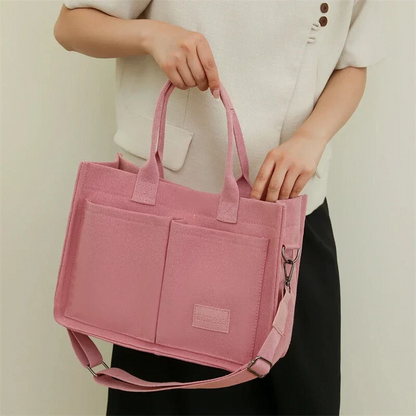 Women’s Corduroy Shoulder Bag – Casual Crossbody Tote Handbag