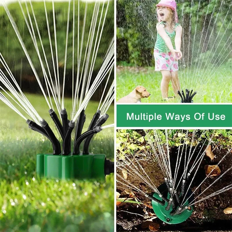 360° Multi-Head Garden Sprinkler – Full Coverage Watering System