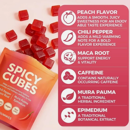 Spicy Cube Gummies Bold Flavored Adult Dietary Supplement Gummies