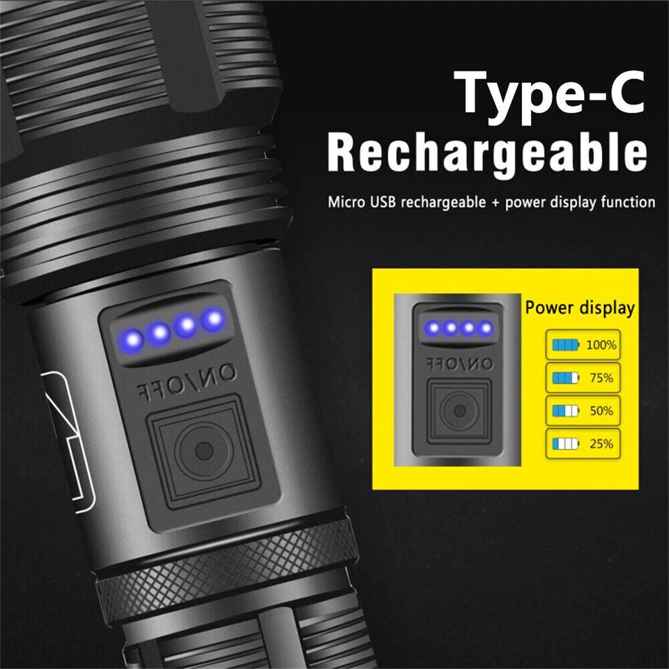 Rechargeable Tactical Flashlight – Waterproof Long Range Torch